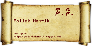 Poliak Henrik névjegykártya